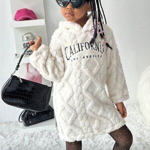 SHEIN Kids' White California Hoodie Dress